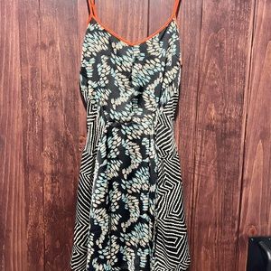 Vintage Havana Black Dress with Teal & Orange Accents